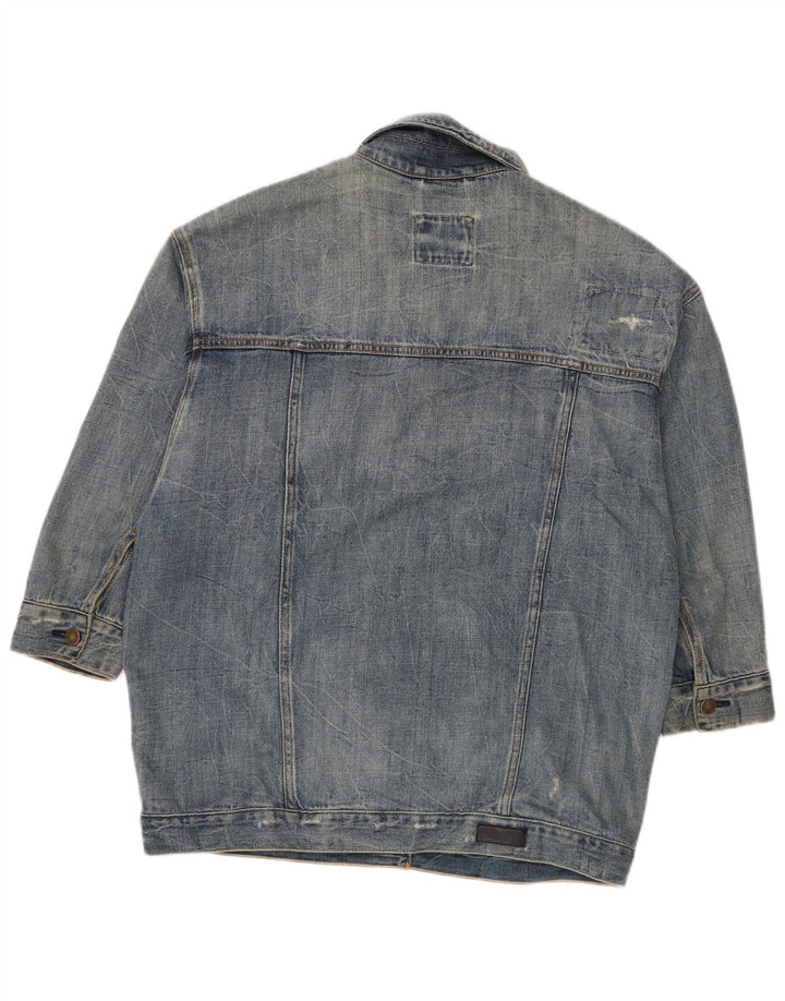 ABERCROMBIE & FITCH Giacca di jeans oversize da donna UK 14 Cotone blu medio