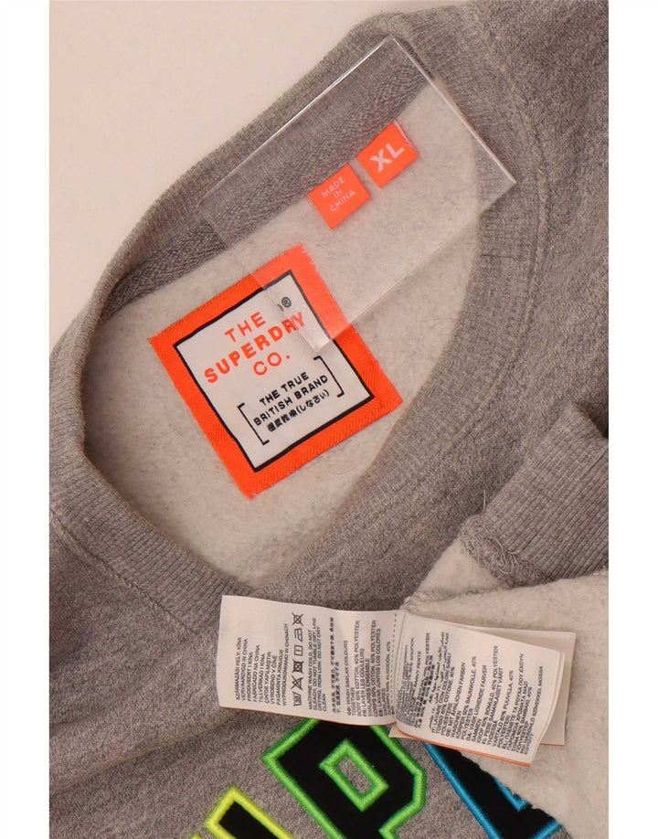 Felpa grafica da uomo Superdry Maglione XL Cotone chiazzato grigio