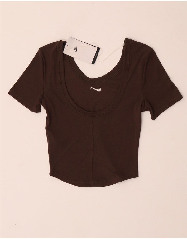 T-shirt corta da donna Nike UK 4 XS poliestere marrone