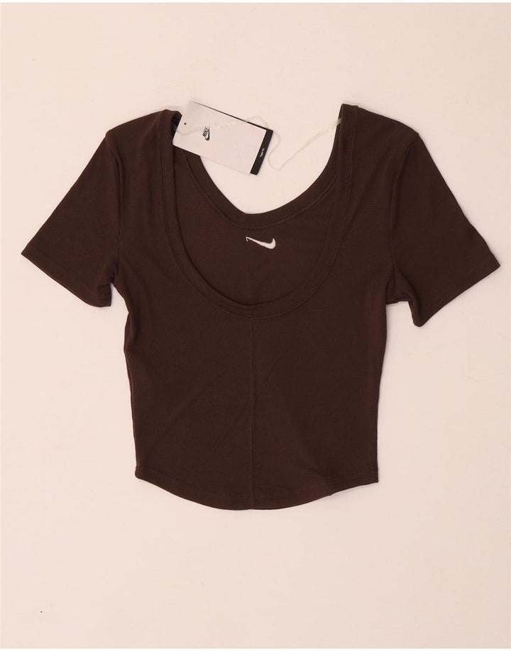 T-shirt corta da donna Nike UK 4 XS poliestere marrone