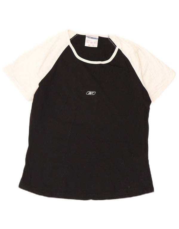 T-shirt Reebok da donna Top UK 16 Large nero in cotone color block