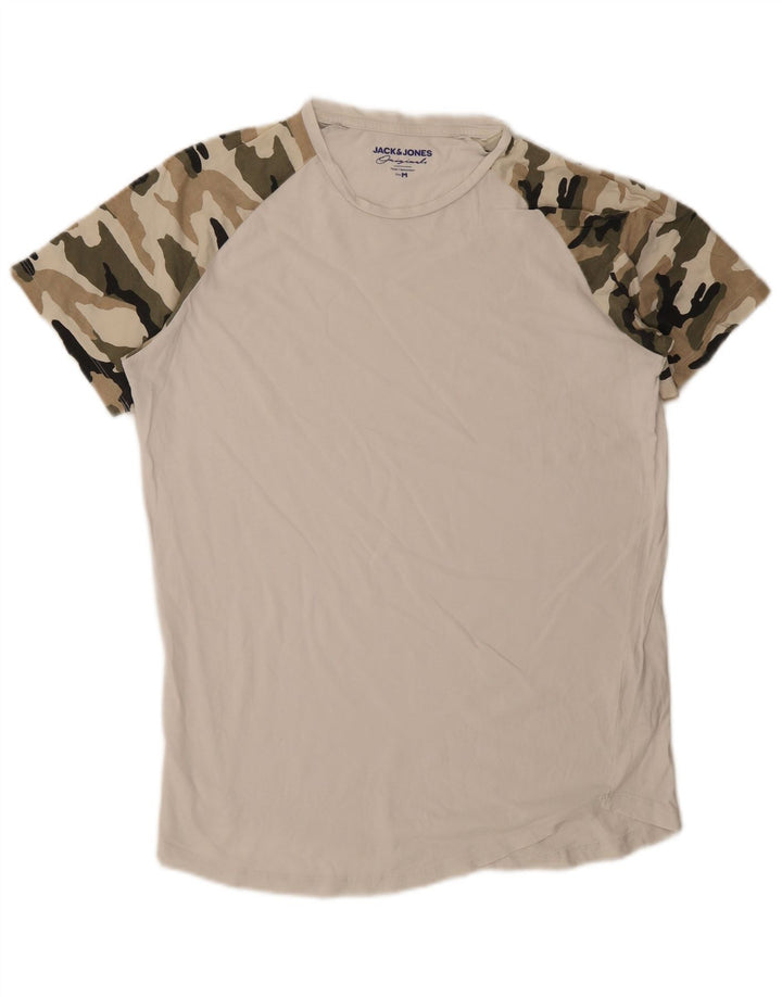 JACK & JONES T-shirt da uomo Top in cotone mimetico bianco medio