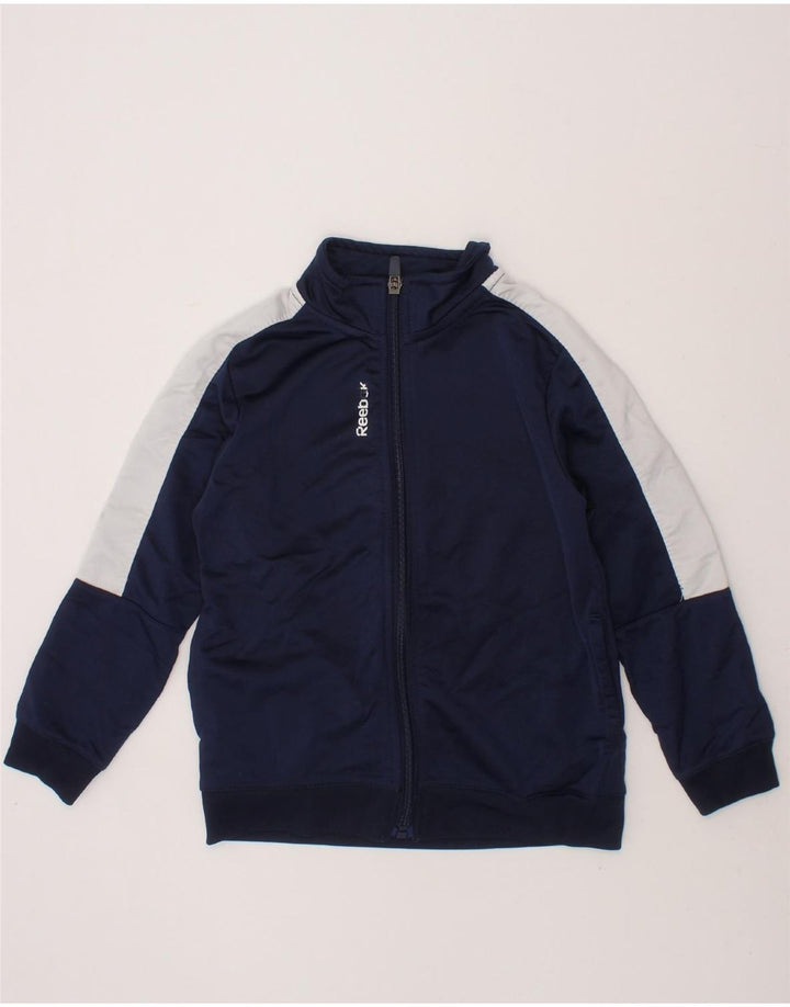 REEBOK Boys Tracksuit Top Jacket 4-5 Years Navy Blue Colourblock Polyester Vintage Reebok and Second-Hand Reebok from Messina Hembry 