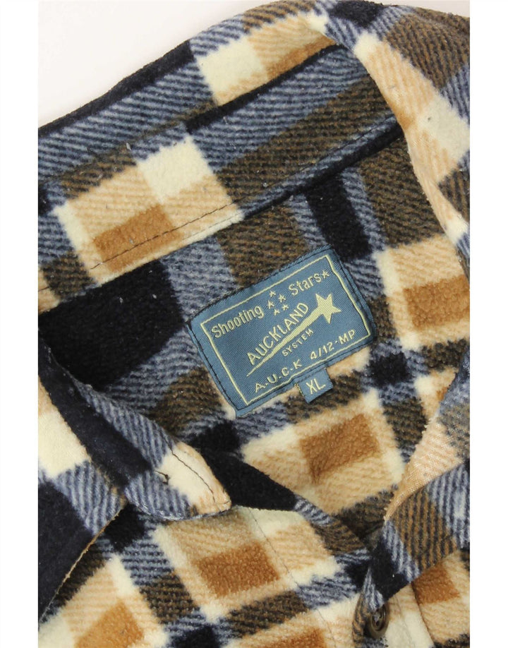 Camicia in pile da uomo Auckland XL a quadri blu navy