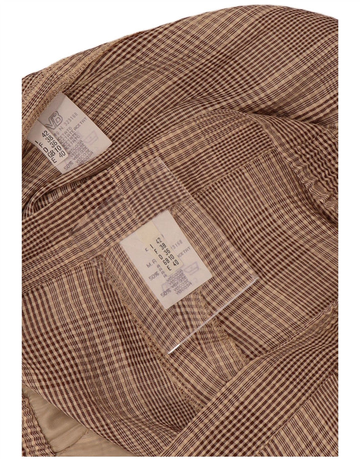 Set da donna VINTAGE a 4 bottoni e 2 pezzi UK 10 piccolo W28 acetato a quadri marrone