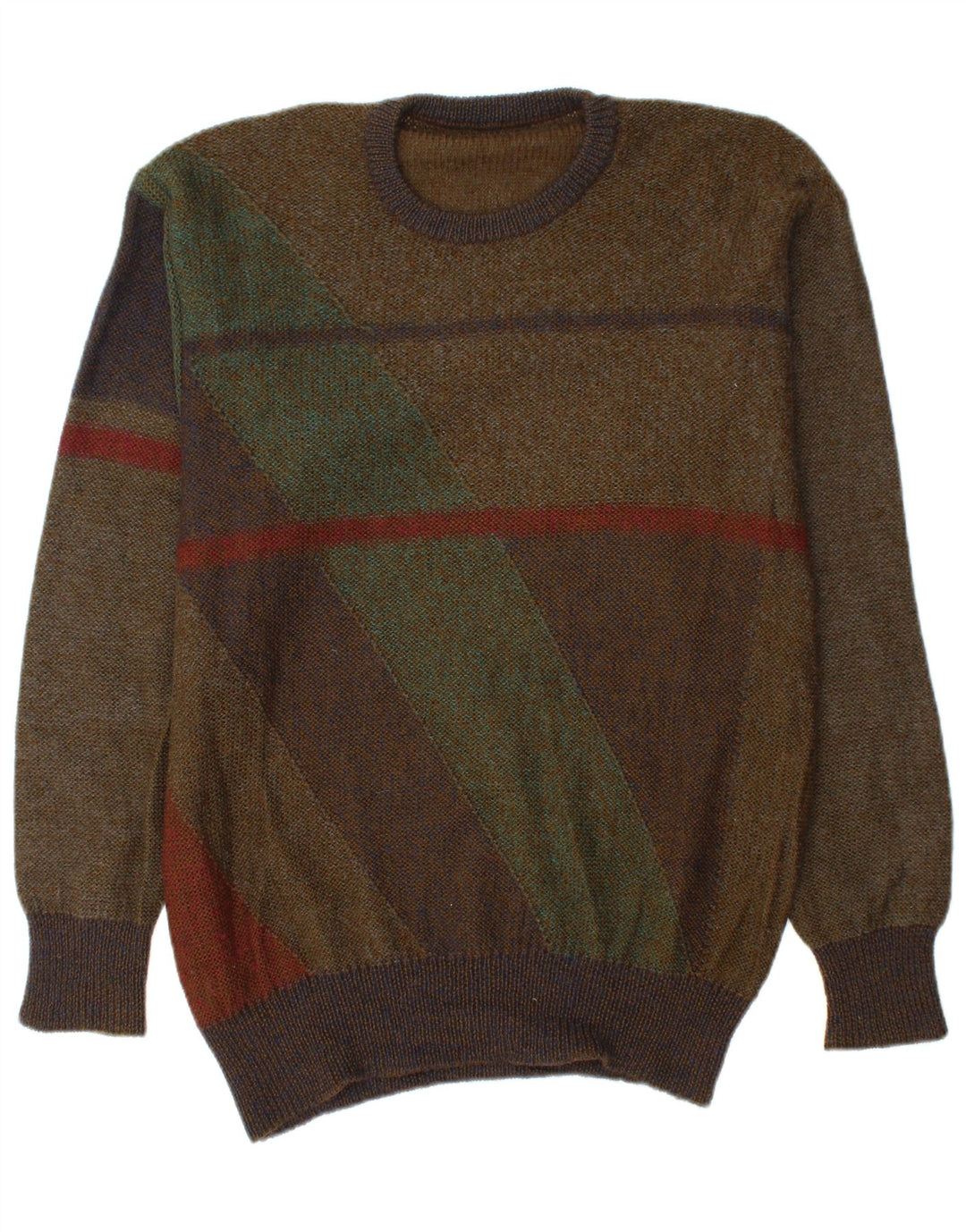 Maglione maglione girocollo da uomo VINTAGE grande color kaki