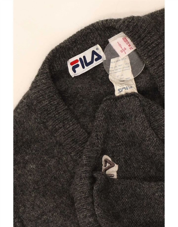 Maglione cardigan senza maniche da uomo Fila in lana grigio medio