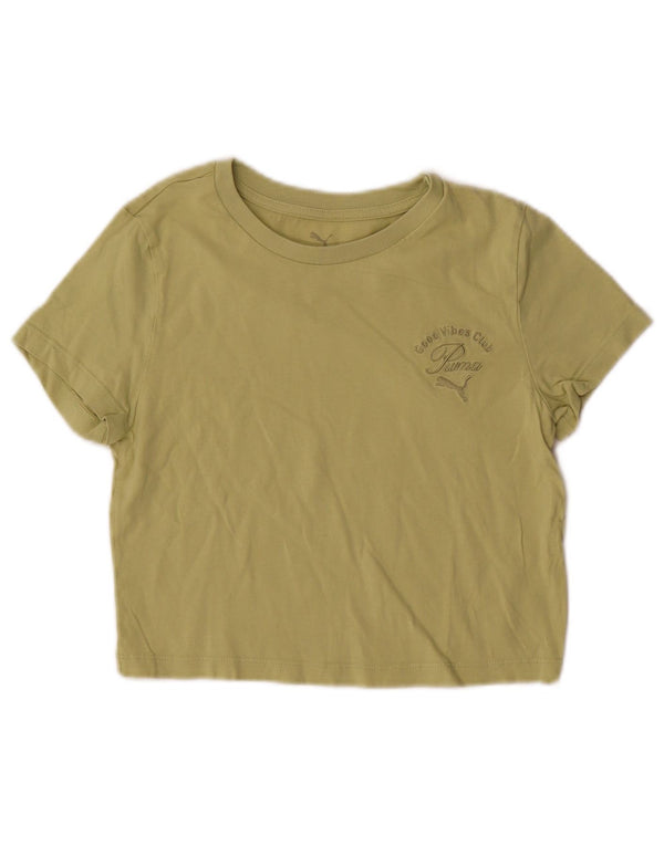 T-shirt grafica corta da donna Puma UK 8 Small Cachi