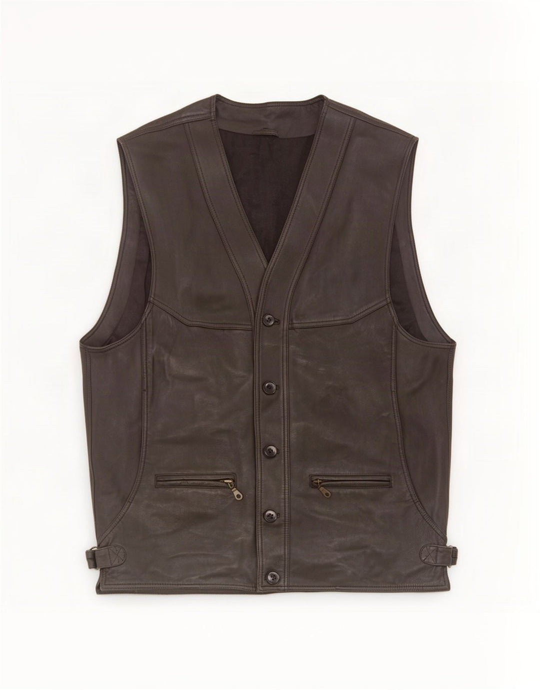 Gilet in pelle da uomo vintage UK 38 medio nero