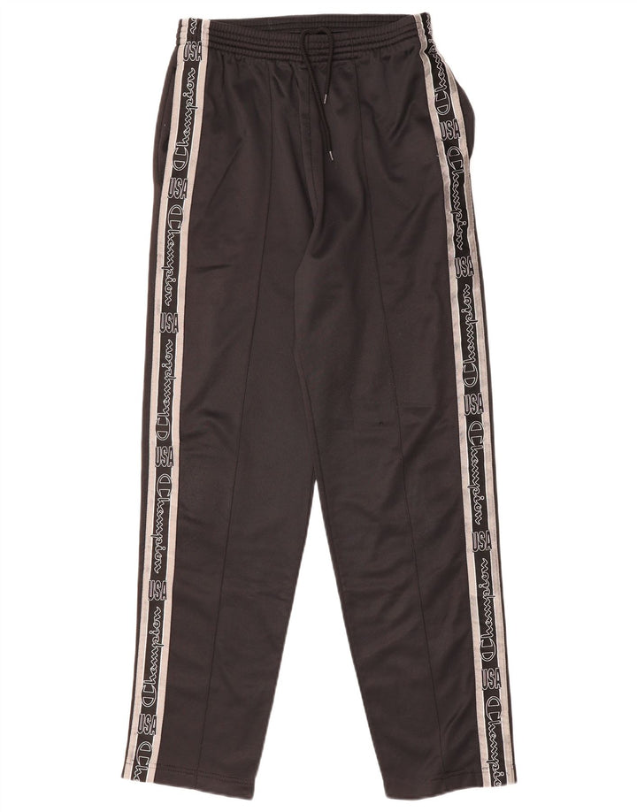 CHAMPION Mens Graphic Tracksuit Trousers Small Black Polyester