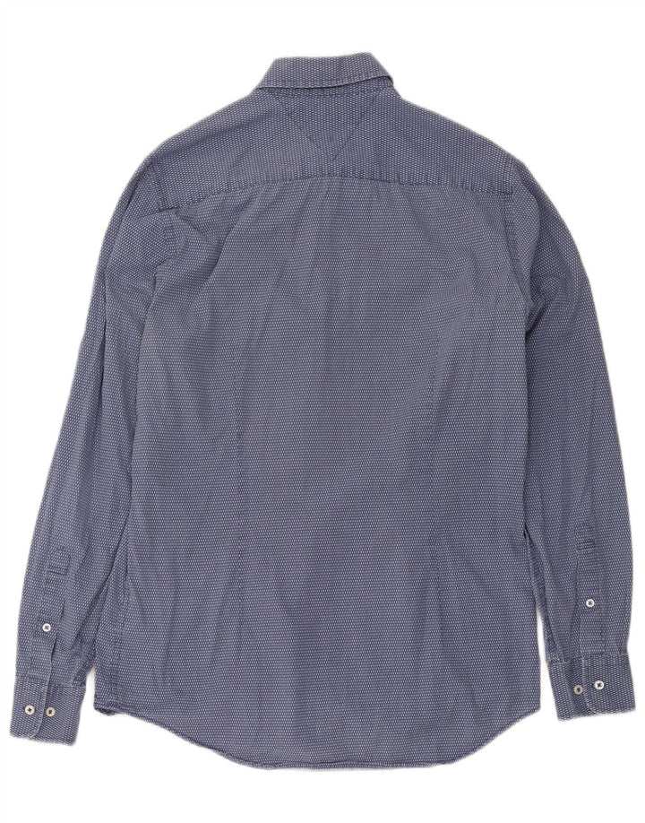 Camicia slim fit da uomo Tommy Hilfiger in cotone maculato blu medio