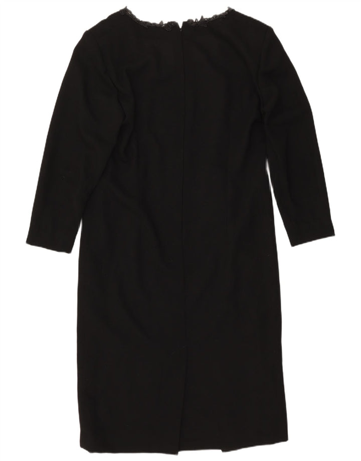 Abito tubino a maniche lunghe da donna VINTAGE UK 14 grande nero