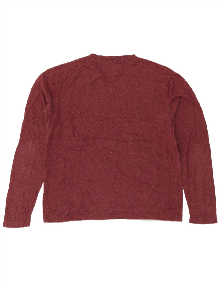 Maglione da uomo con scollo a V Eddie Bauer in cotone bordeaux medio