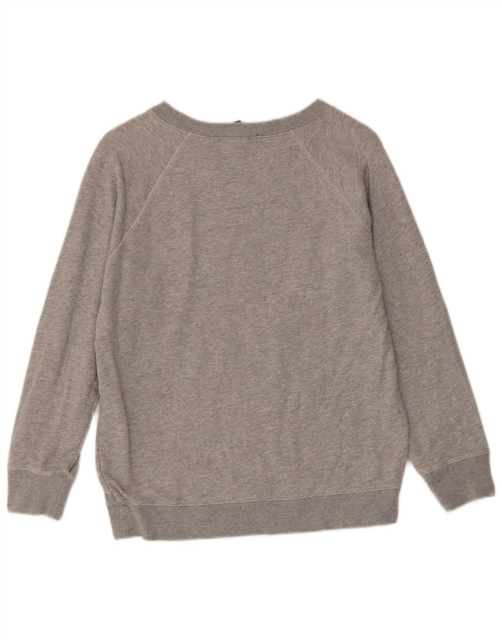 J. CREW Felpa con grafica da donna Maglione UK 10 Piccolo Cotone grigio