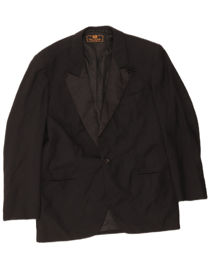 Giacca blazer vintage da uomo a 1 bottone UK 36 piccola nera