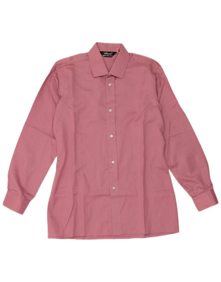 Camicia slim da uomo vintage taglia 38 15 rosa medio geometrico
