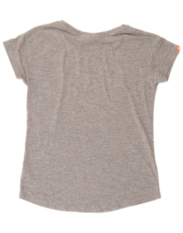 T-shirt grafica da donna Superdry Top UK 14 grande cotone grigio