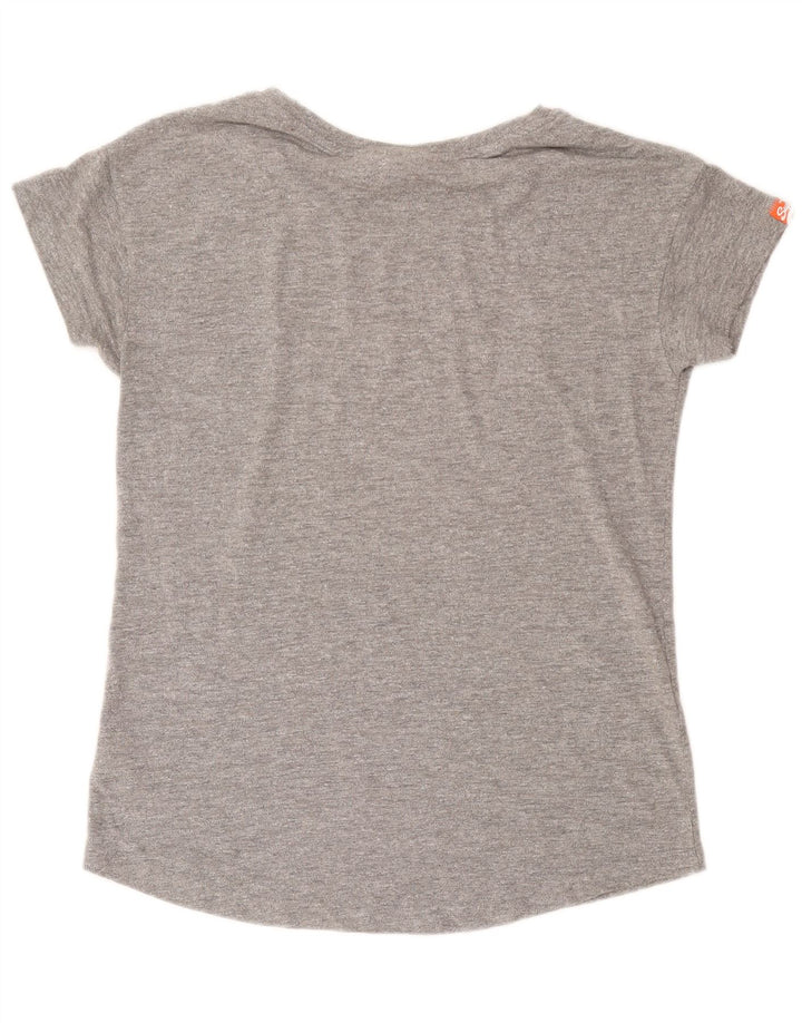 T-shirt grafica da donna Superdry Top UK 14 grande cotone grigio