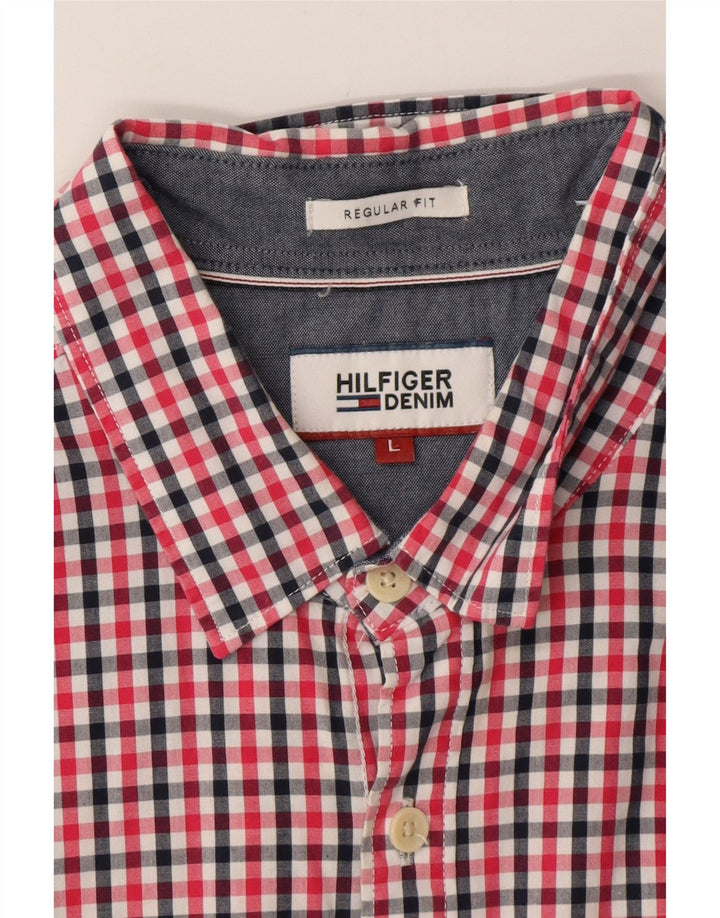 TOMMY HILFIGER Camicia da uomo a maniche corte vestibilità regolare a quadri rossi grandi