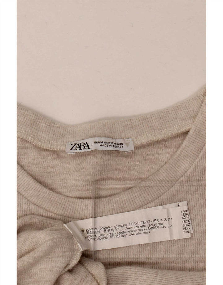 T-shirt corta da donna Zara UK 12 Poliestere beige medio