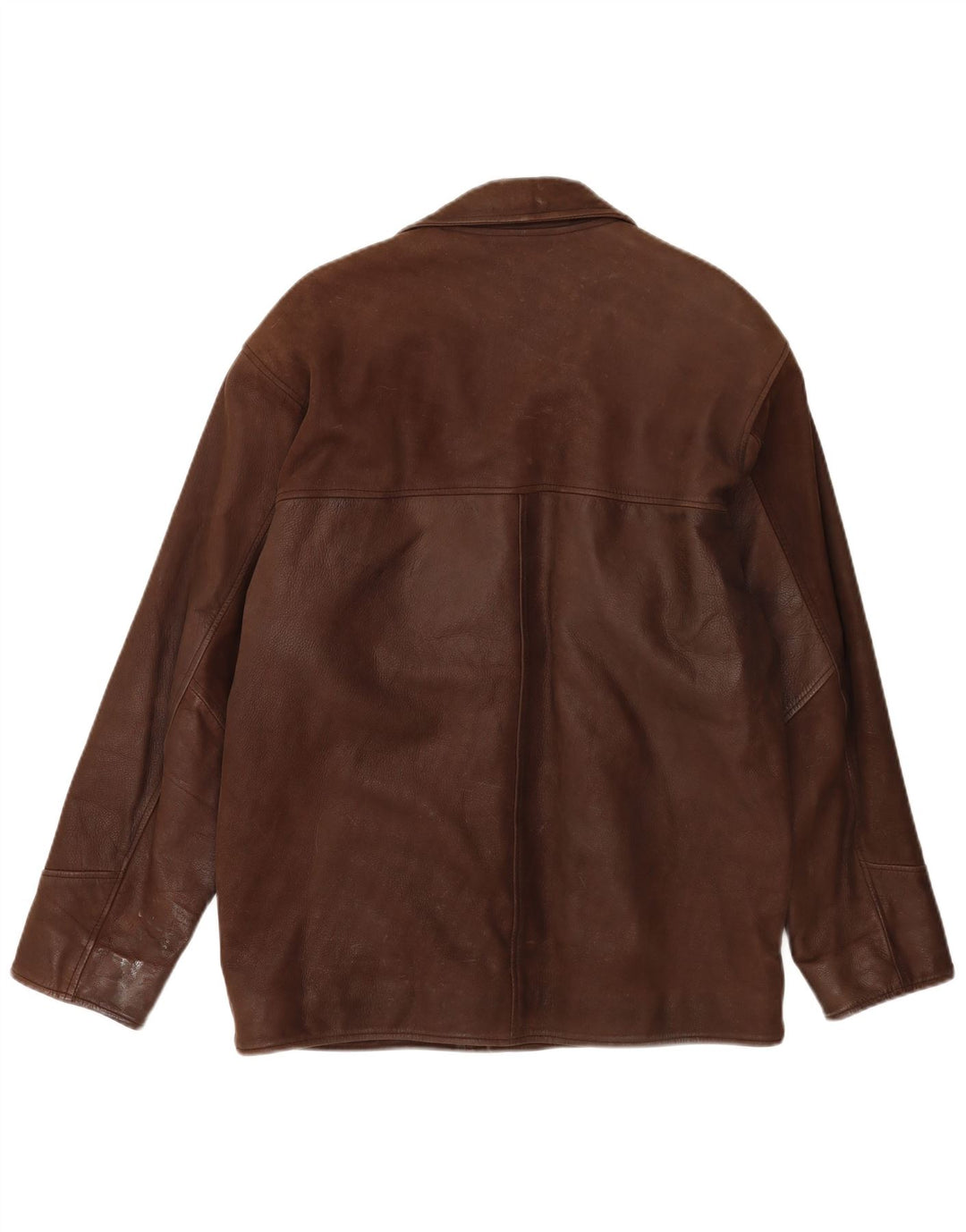 Giacca blazer in pelle a 3 bottoni vestibilità ampia da uomo vintage UK 38 Marrone medio