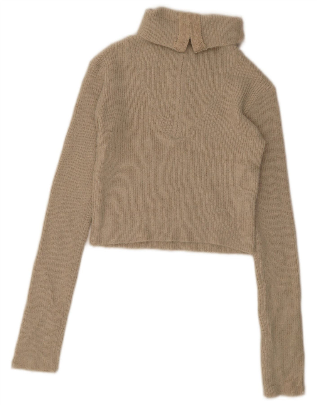 Maglione corto con collo con zip da donna Zara UK 12 Beige medio
