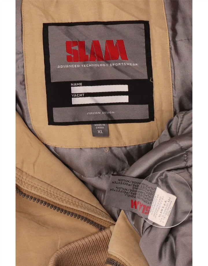 Giacca a vento bomber con cappuccio da uomo Slam UK 42 XL Poliestere beige