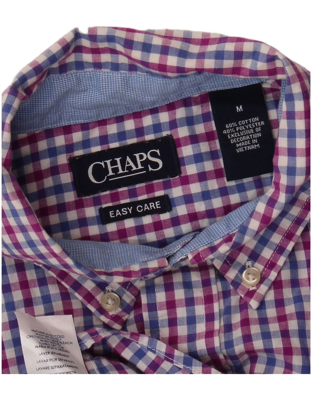 CHAPS Camicia a maniche corte da uomo di facile manutenzione in cotone a quadretti blu medio