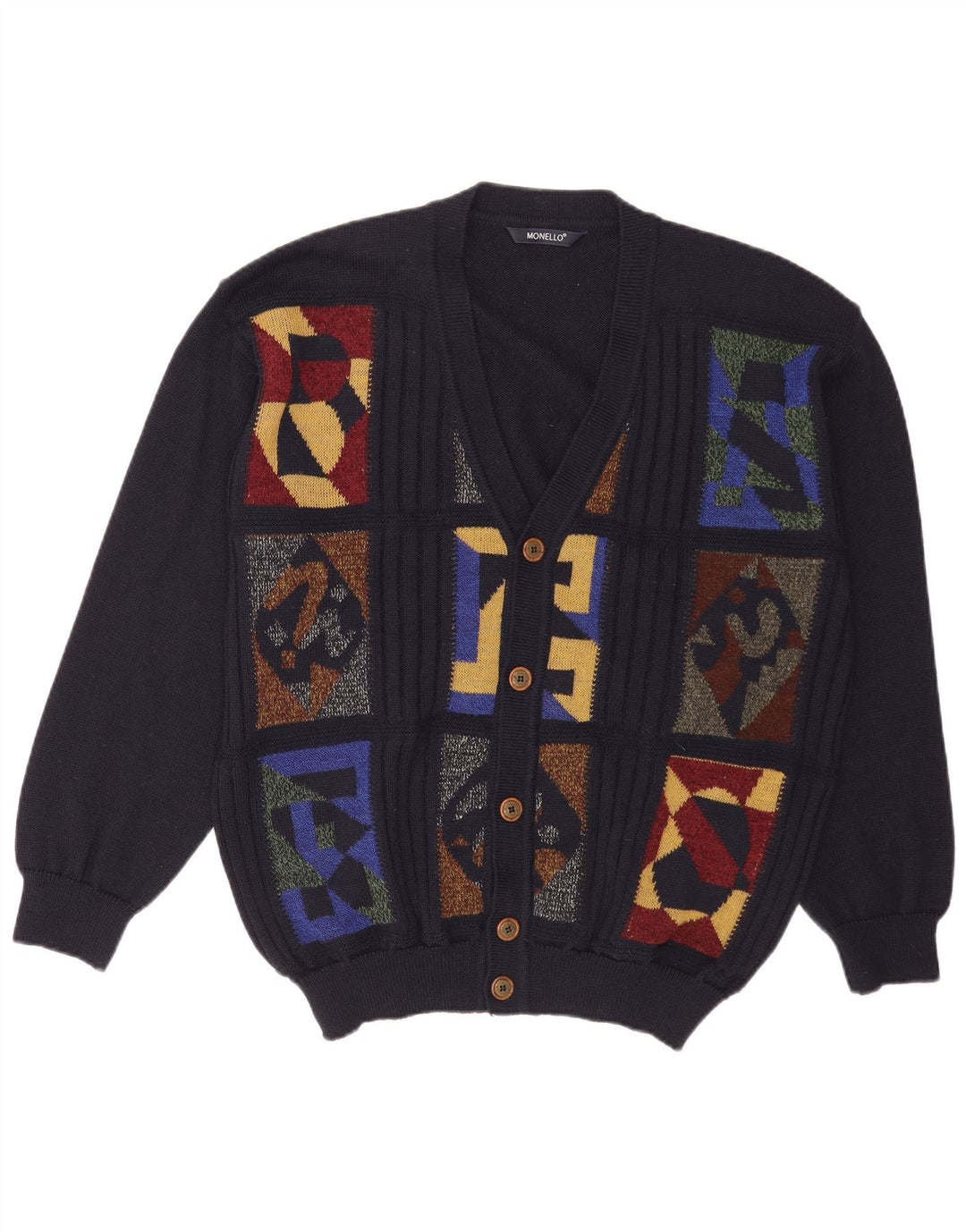 Maglione cardigan da uomo Monello grande blu navy geometrico