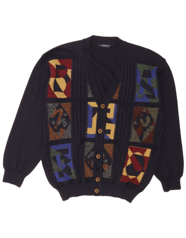 Maglione cardigan da uomo Monello grande blu navy geometrico