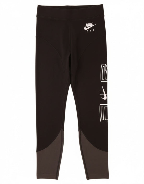 Nike Womens Graphic Leggings UK 12 Medium  Black Colourblock Cotton