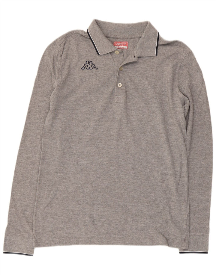 Polo KAPPA da uomo a maniche lunghe in cotone mélange grigio medio
