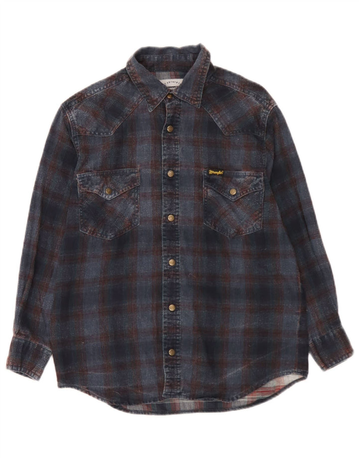 Camicia in flanella western da ragazzo Wrangler 12-13 anni in cotone a quadri blu medio