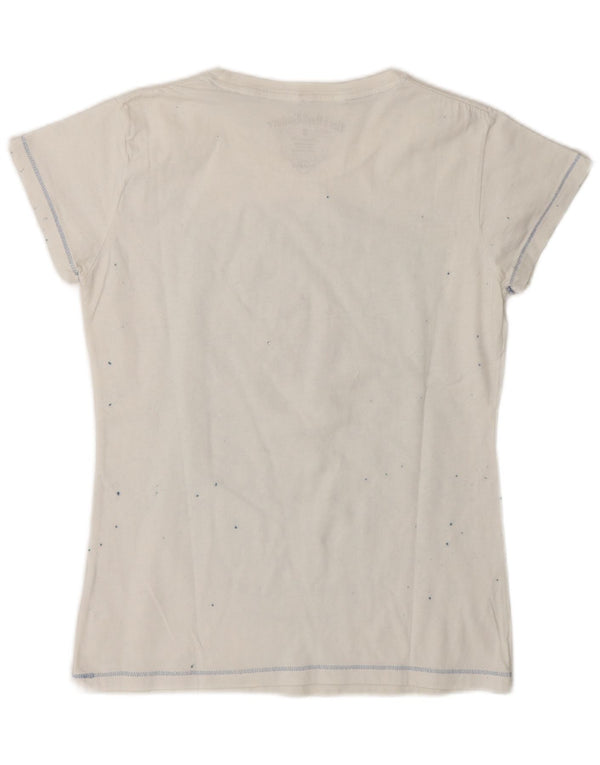 T-shirt grafica da donna New York Hard Rock Cafe UK 10 piccola bianca