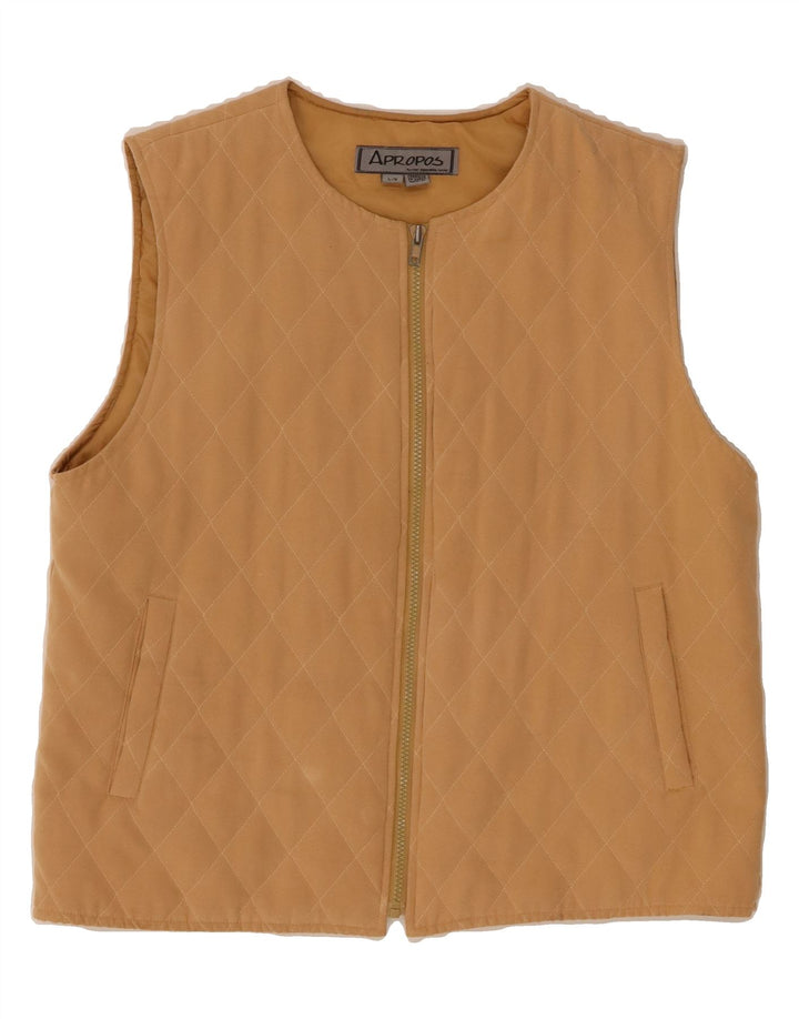 VINTAGE Womens Quilted Gilet UK 16 Large Beige Polyester Vintage Vintage and Second-Hand Vintage from Messina Hembry 