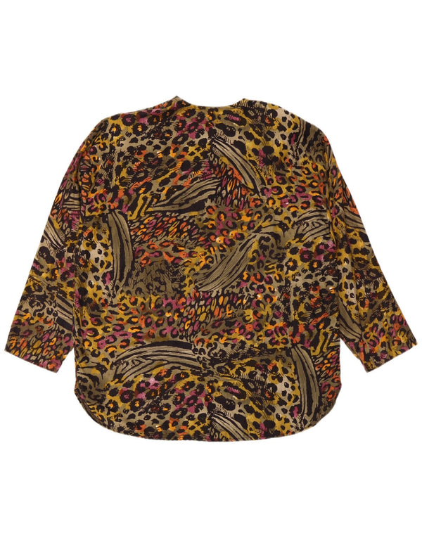 Top vintage da donna a maniche lunghe UK 20 2XL Viscosa con stampa animalier multicolore