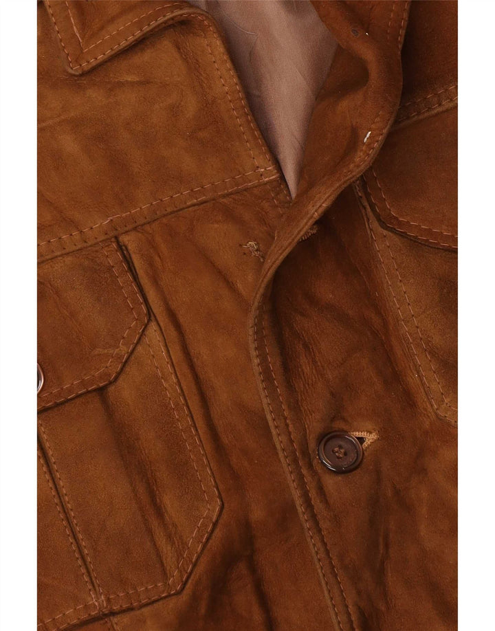 Giacca vintage in pelle scamosciata da uomo UK 38 Beige medio