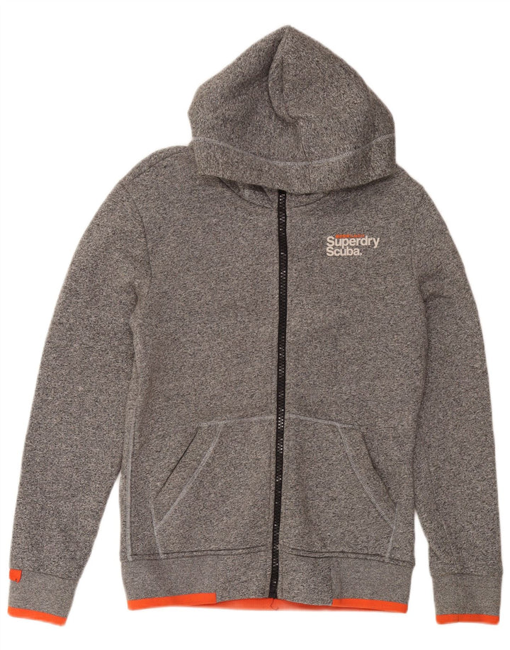 Maglione con cappuccio e zip da uomo SUPERDRY piccolo cotone chiazzato grigio