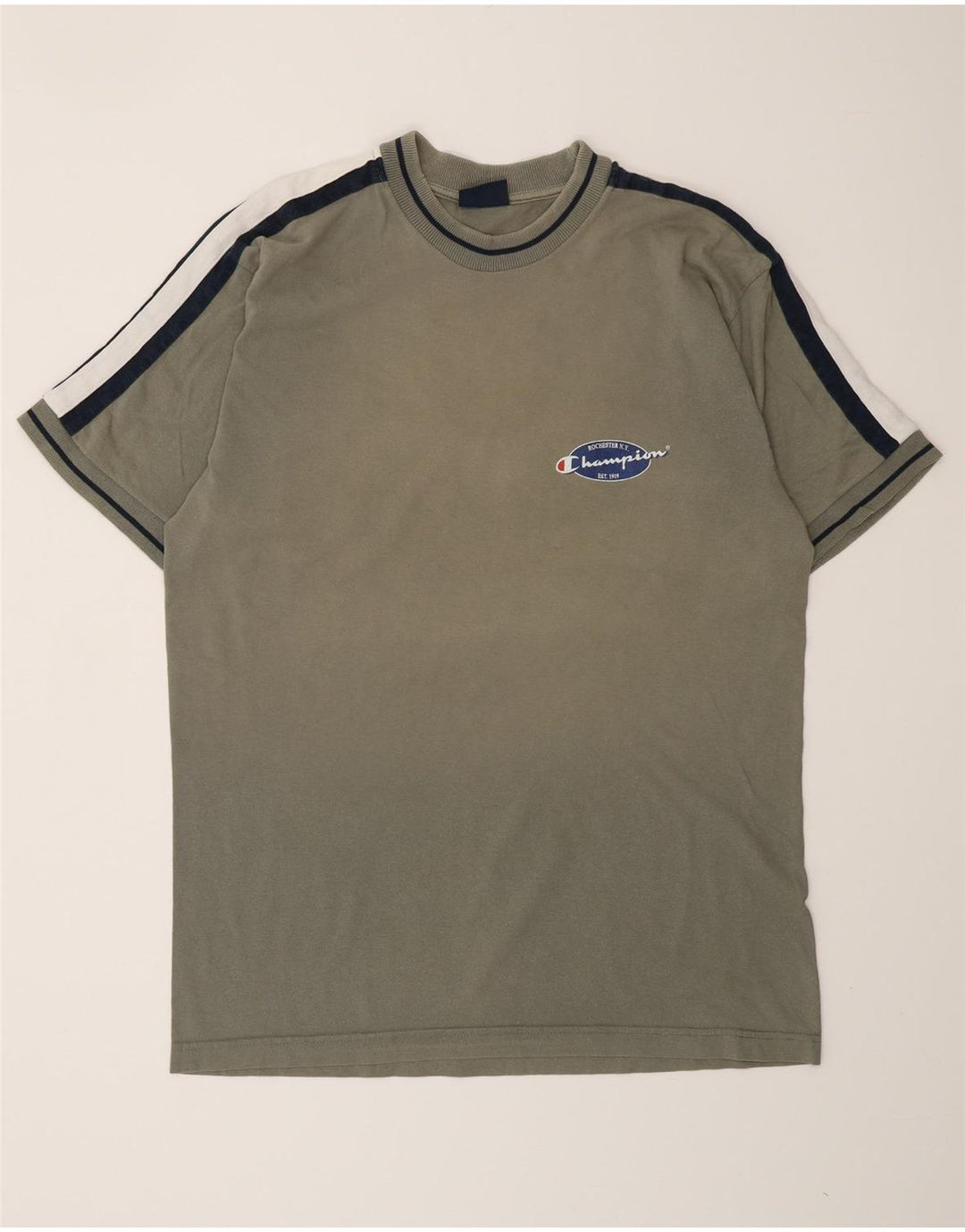 CHAMPION Mens T-Shirt Top Large Green Colourblock