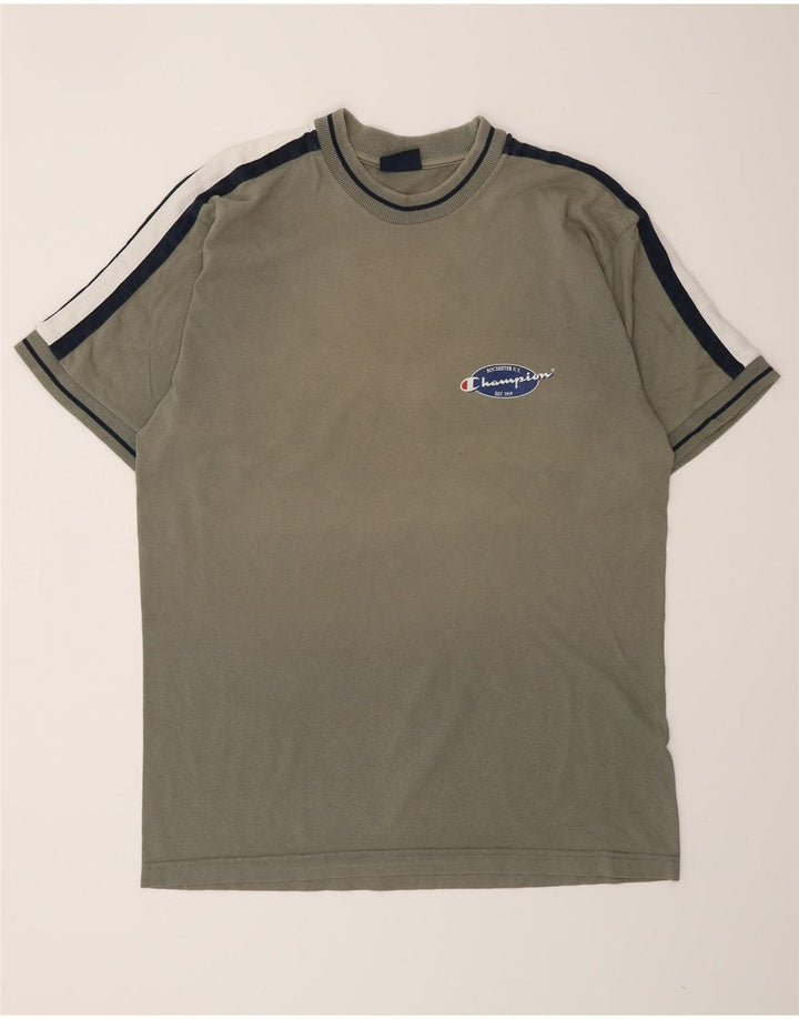 CHAMPION Mens T-Shirt Top Large Green Colourblock