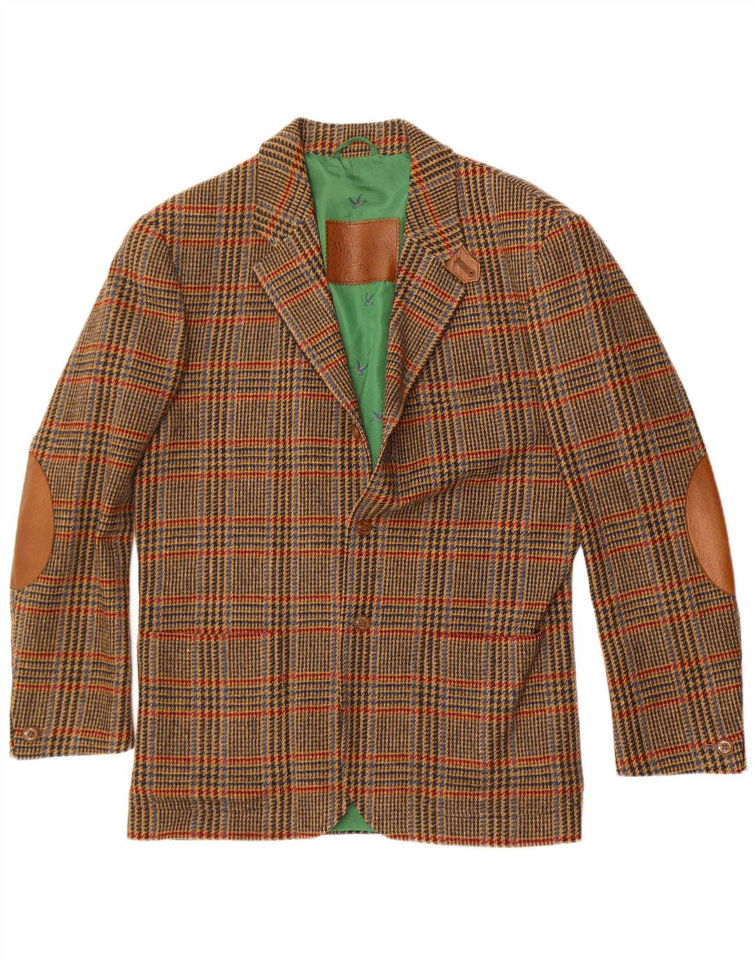 Giacca blazer lunga da uomo Wellington UK 40 grande pied de poule verde
