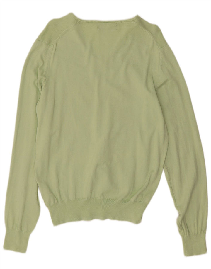 Maglione Zara da uomo con scollo a V in cotone verde medio