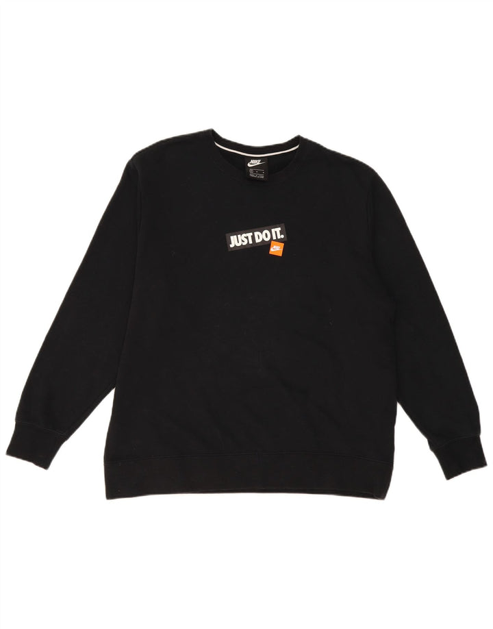 NIKE Mens Graphic Sweatshirt Jumper Medium Black Cotton