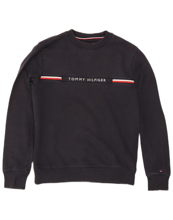 Tommy Hilfiger Uomo Felpa grafica Maglione medio blu navy a righe