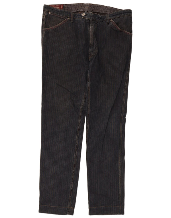 Pantaloni casual dritti da uomo Marlboro Classics W40 L34 gessato blu navy