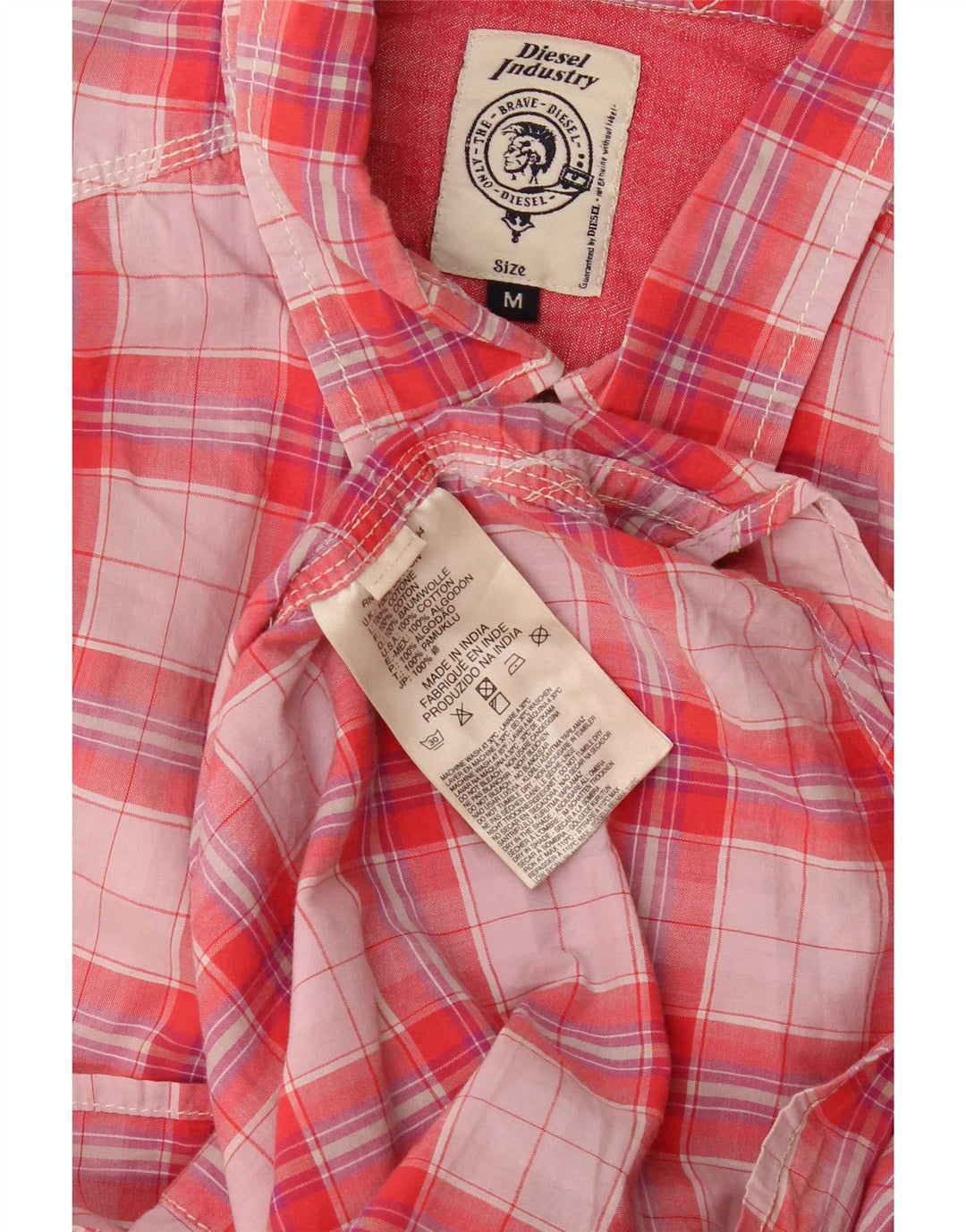 Camicia da uomo Diesel in cotone a quadri rossi medi