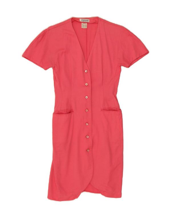 SPORTMAX Womens Short Sleeves Shirt Dress UK 12 Medium  Pink Cotton