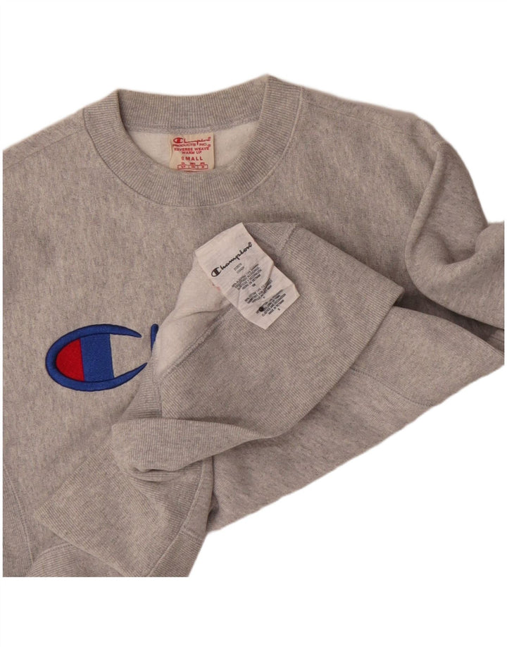 Felpa grafica da uomo Champion, maglione piccolo, cotone chiazzato grigio