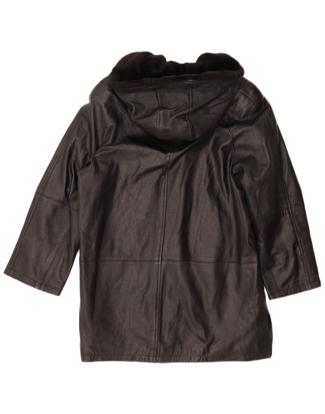 Cappotto oversize in pelle con cappuccio da donna Joy EU 40 medio nero