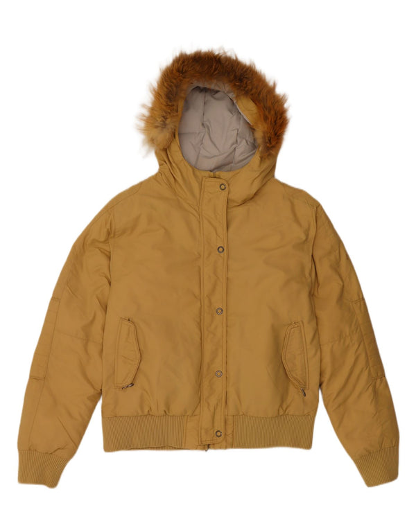 FILA Womens Hooded Padded Jacket UK 16 Large  Yellow Polyester